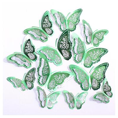 12 3D Hohl Schmetterling Wandaufkleber für festliche Weihnachts- und Feiertags-Heimdekoration