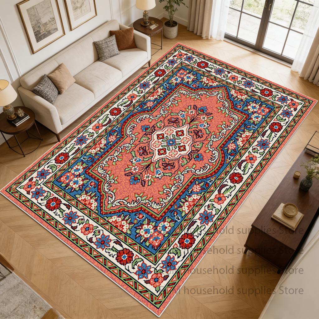 American Style Carpets Retro Living Room Decoration Light Luxury Rugs Bedroom Decor  Lounge Non-slip Study Floor Mats Washable
