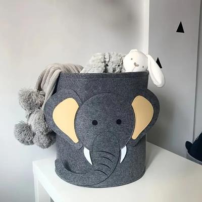 1-5PCS Animal Design Felt Storage Bin with Handles Foldable Large Capacity Basket for Toys Household Items Modern Laundry Basket