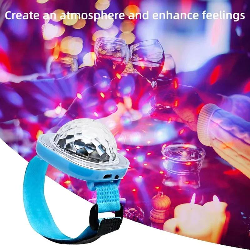 RGB Wearable Disco Stage Light USB Sound Control LED Wrist Light with Colorful Flashing for Kids Party KTV Bar Home Decoration