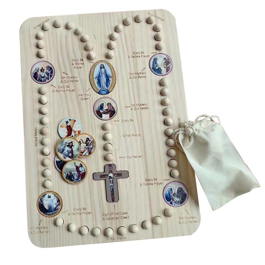 Dřevěná růžencová deska inspirovaná Montessori rodinná modlitba růžencové desky přenosná růžencová deska pro kostel a turismus meditace
