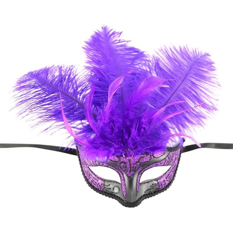 Feathered Masquerade Mask for Women Men Halloween Masquerade Cosplay Mask Half Face Mask Halloween Mask