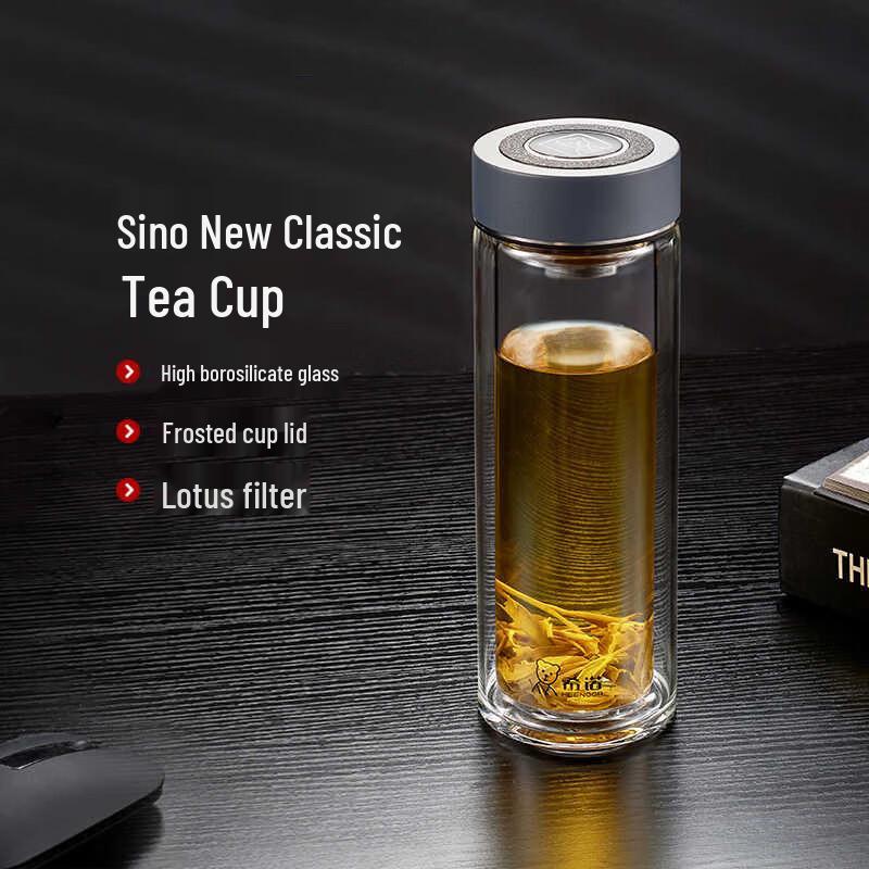 Heenoor 400ml Double-Walled Insulated Glass Tea Mug