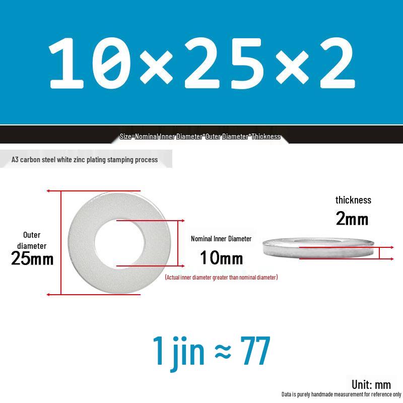 Extra Thick Galvanized Iron Flat Washer, Round, M3-M62