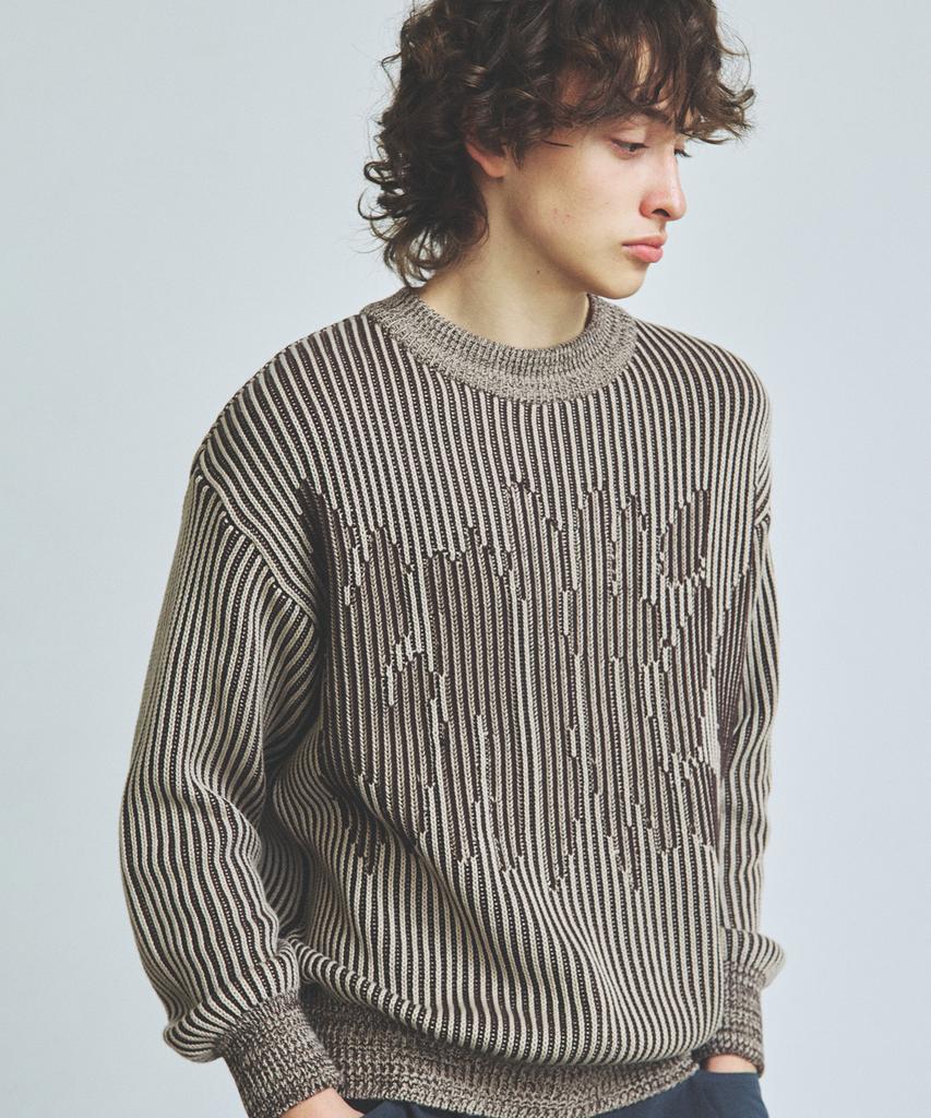 KNITTED Two-Tone Ribbed Logo Knit Brown