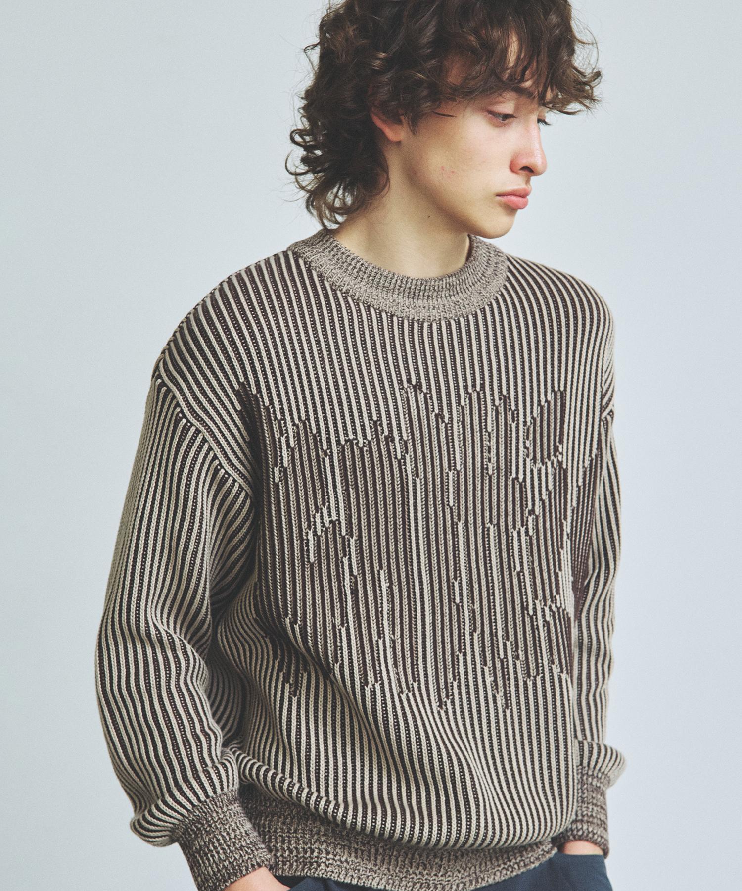 Nitied Two-Tone Ribbed Logo Knit Brown M