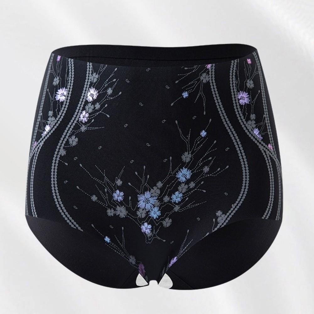 High Waist Butt Lifter Briefs Flowers Tummy Control Underwear Breathable Seamless Underpants  Women