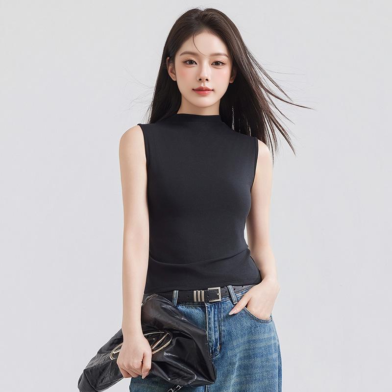 

Tencel Lyocell High Neck Sleeveless Vest for Women — Luxurious Knit Design for Inner and Outer Wear L (50-58 kg)