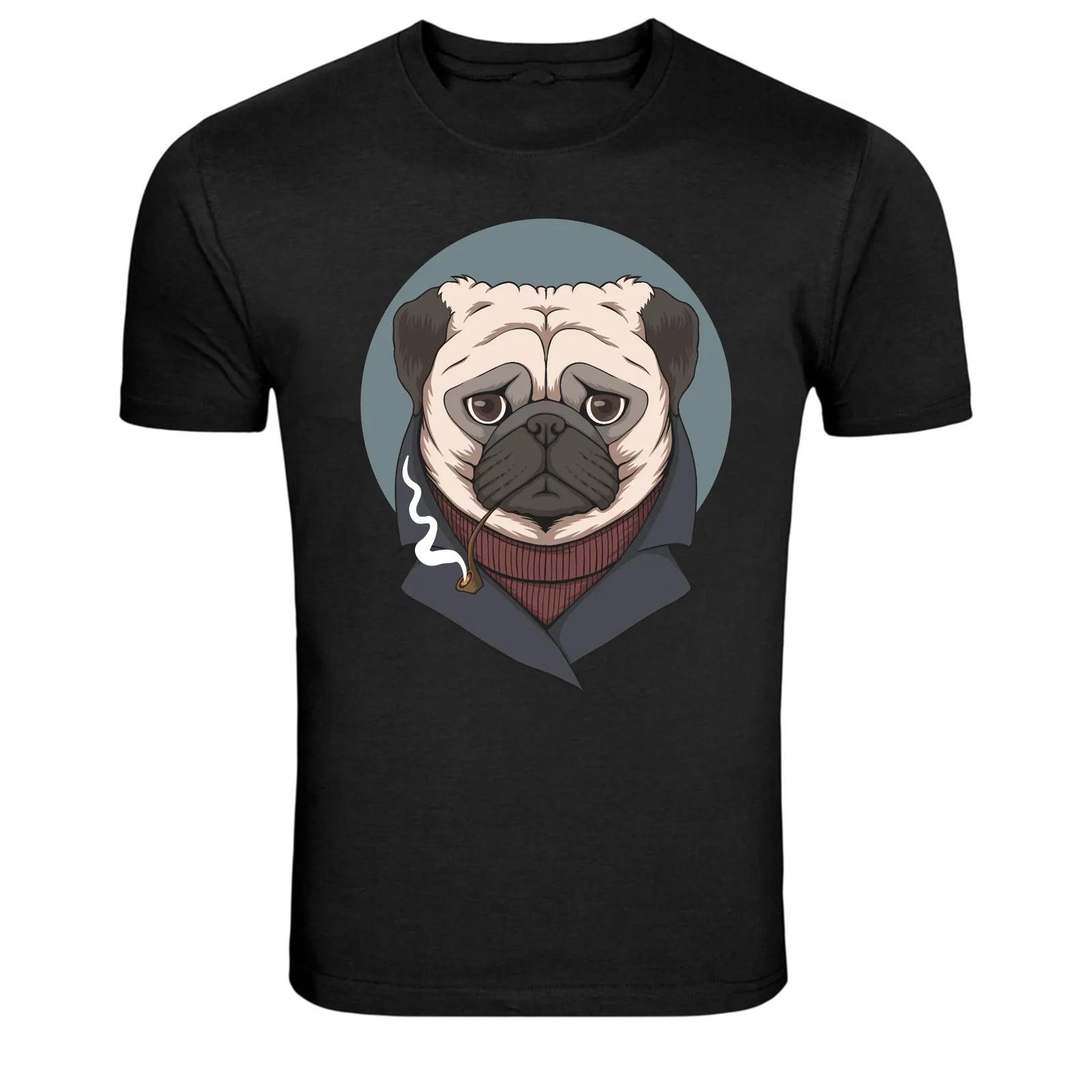 Smoking Pug Dog Cool Streetwear Graphic T Shirt XS