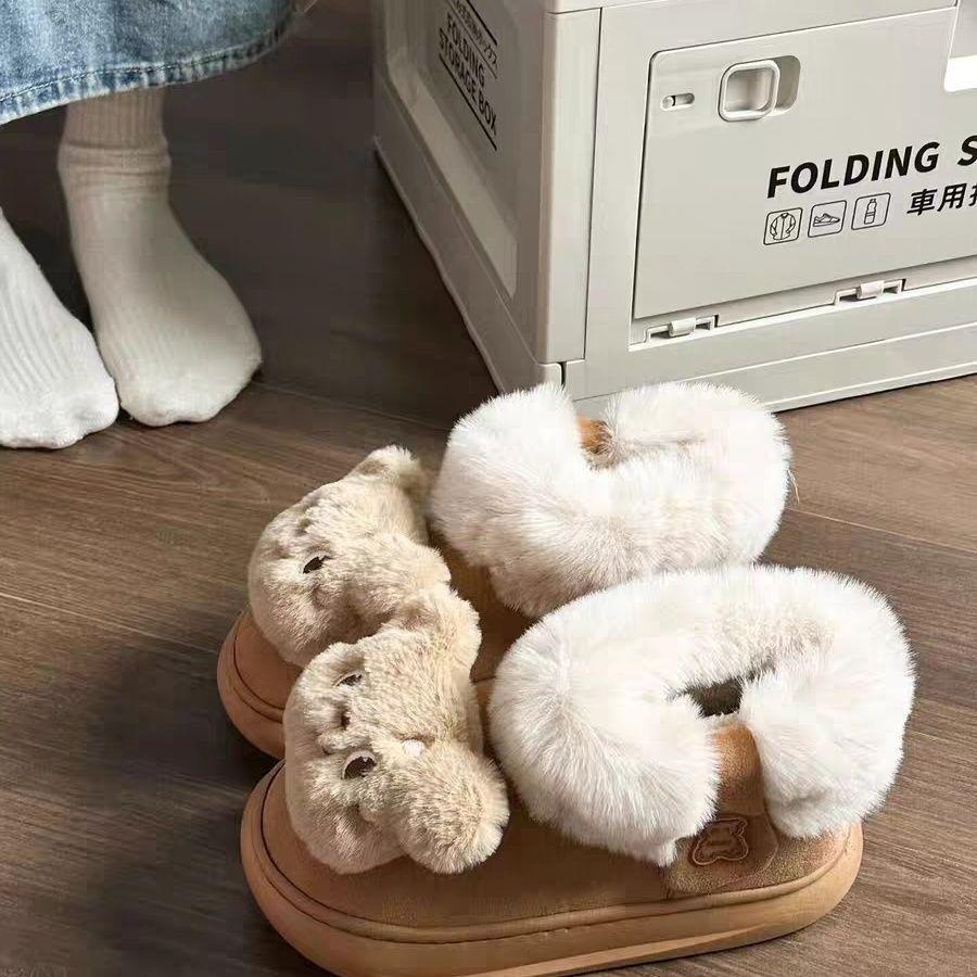 Internet celebrity bear non-slip Northeast thick-soled snow boots women's winter 2025 new velvet thickened thermal cotton shoes