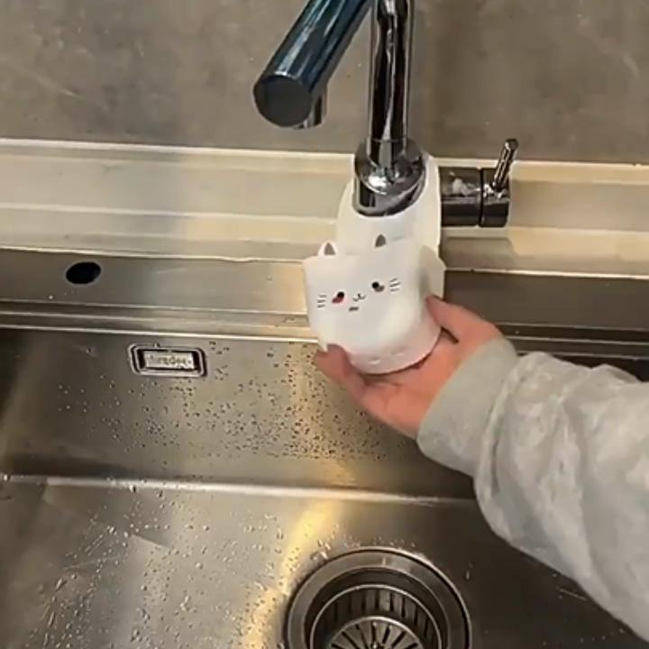 1Pc Cute Cat Silicone Faucet Holder Sponge Storage Rack with Drainage Holes for Bathroom and Kitchen Space Saver Water Drainage Rack