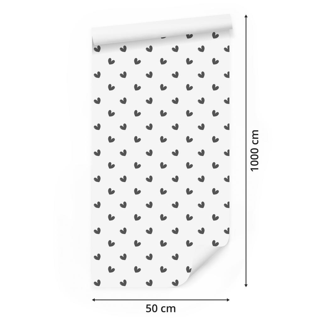 Heart Wallpaper White, Light Gray, Gray and Graphite 50x1000