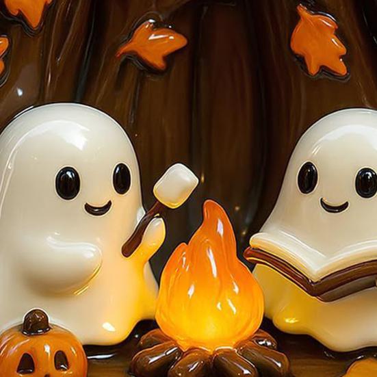 Halloween Ghost Campfire Ornament Acrylic Ghost Bonfire Gathering Hanging Decoration for Halloween Party Home Decor