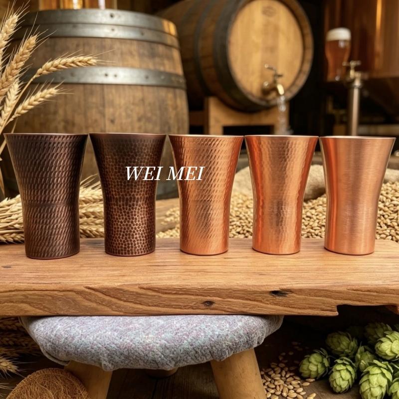 Pure Copper Vintage Coffee Mug,Camping 400 ml Cold Drink Beer Cup,Handcrafted Wide-Mouth Shape Smooth Texture Tea Cup Drinkware