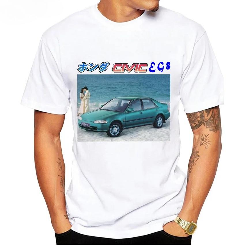 2025 Top JDM 1995 Old Civic EG8 Sports T-Shirt New Men Short Sleeve Anime Cartoon Car Art T Shirts Boy Casual Japan Tees Shirts