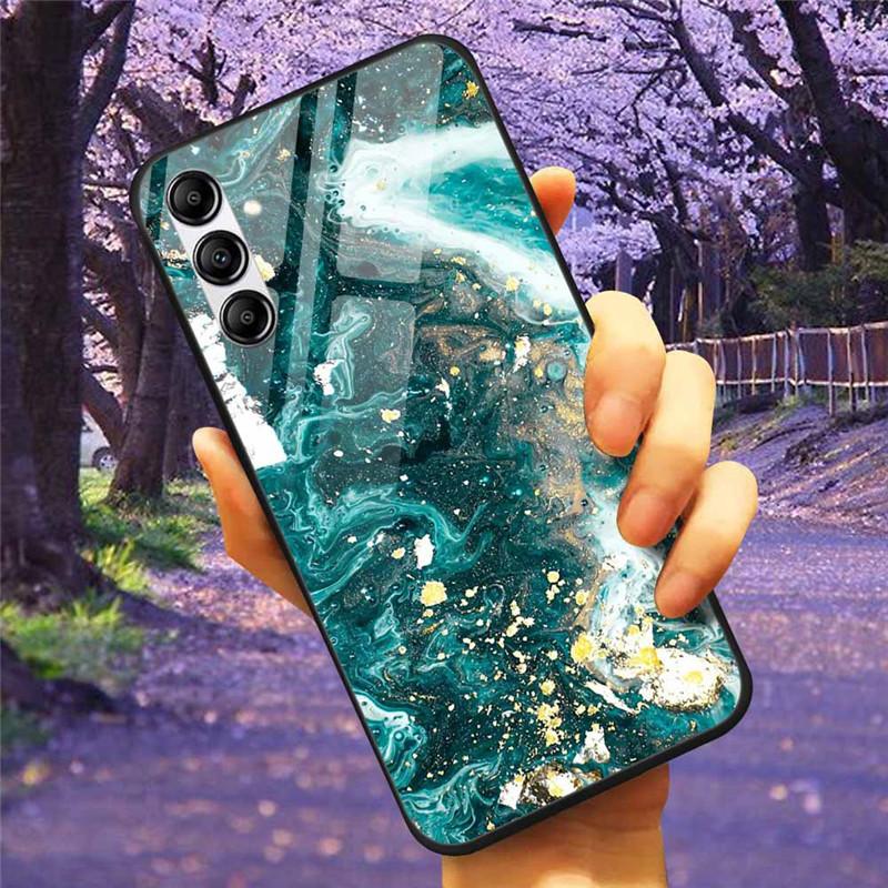 Tempered Glass Phone Case For Samsung A34 A14 A54 5G Cover For Galaxy A13 A137F A24 M54 A8 Plus Hard Back Bumper A 54 GalaxyA34