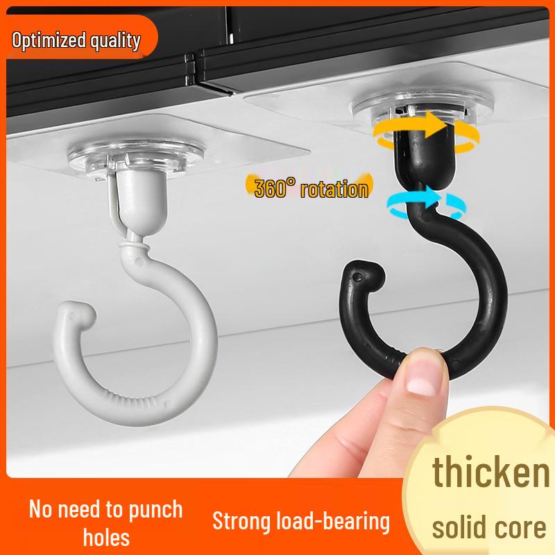 360° Rotating Adhesive Ceiling Hook - No-Trace, No-Punching for Mosquito Nets, Curtains, Clothes & Hats