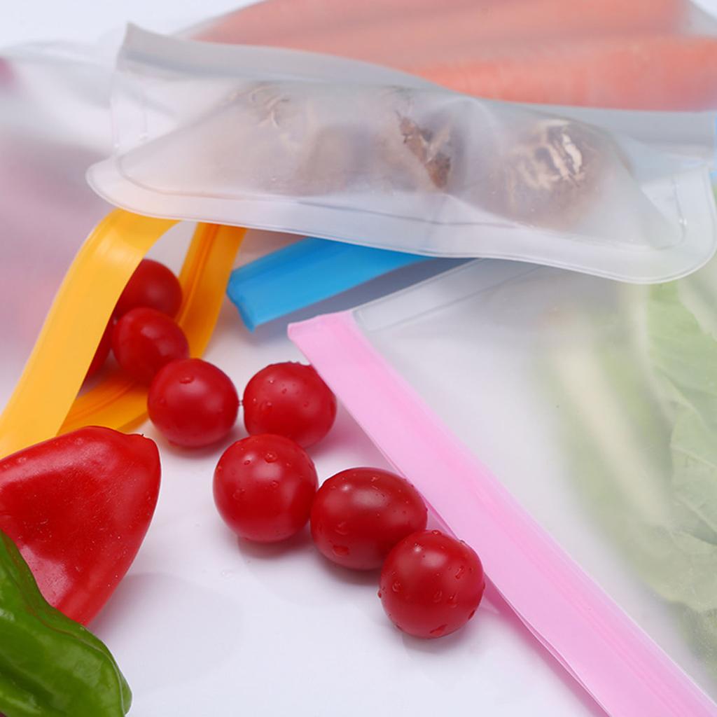 20PCS Reusable Ziplock Bags Translucent Scrub PEVA Food Storage Bags for Kitchen Fridge