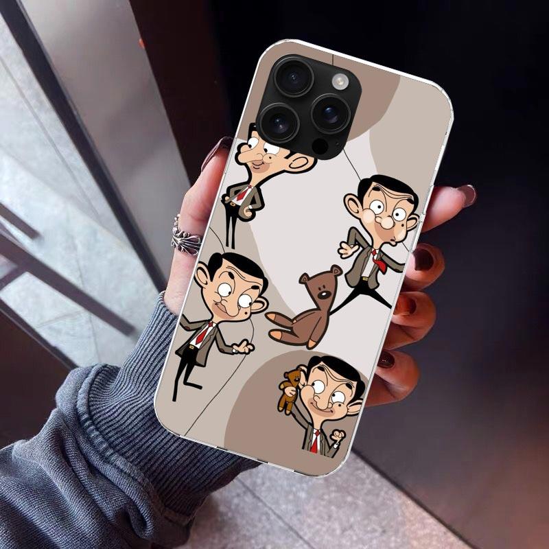 Kreslený kryt na telefon Mr. Bean pro iPhone 17 Air 16 15 Pro Max 14 Plus 13 Mini 12 11 Kryt 7 8 SE Silikonový obal Potisk Fundas 17 Air