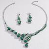 Colorful Rhinestone Crystal Necklace Earrings Set Female Ball Dress Accessories