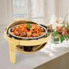 Bymaocar Round Tabletop Chafing Dish Roll Top Stainless Steel 90°/180° Opening Buffet Warmers with Visible Lid & Thickened Feet