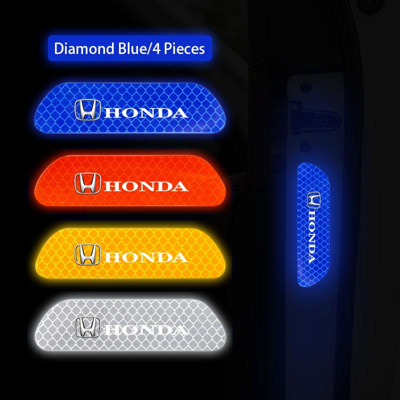 AQL1 4Pcs Car Door Sticker Safety Warning Reflective Mark Accessories For Honda Civic Fit Accord City Vezel CR-V S660 Odyssey HR-V