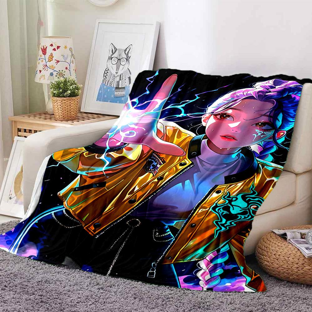 1pc KPop Demon Hunters Soft & Warm Flannel Blanket, Multi-Purpose Throw Blanket for Couch, Sofa, Office, Bed, Camping, Travel