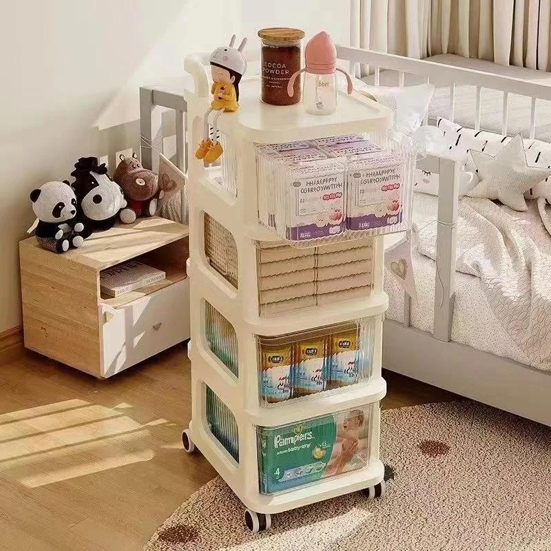 Transparent Multilayer Trolley Storage Shelf Drawer-Type Rolling Storage Cart With Handle Mobile Cosmetics Snack Storage Rack