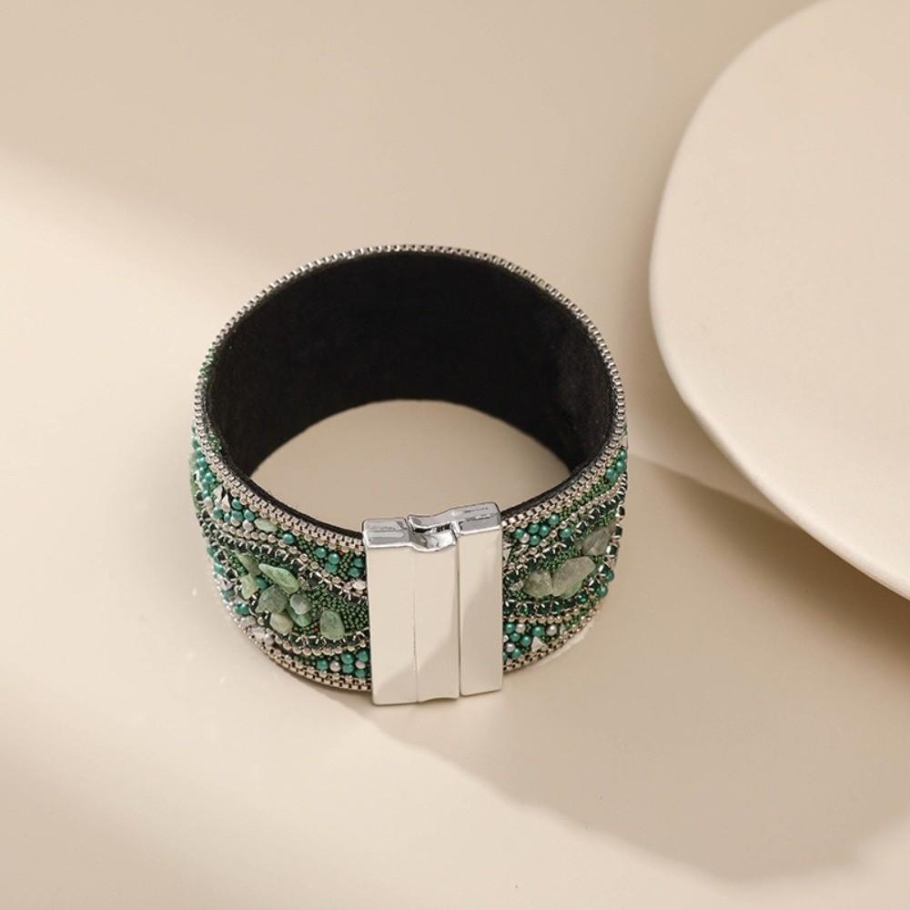 Magnetverschluss Strass Armband Perlen Blumenmuster Charm Armband Damen