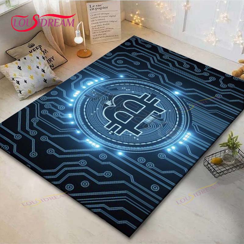 Hot Exquisite 3D Bitcoin BCT Printed Carpet Outdoor Rug Area Rug Non-slip Carpet Bedroom Decor Carpet for Room Gift