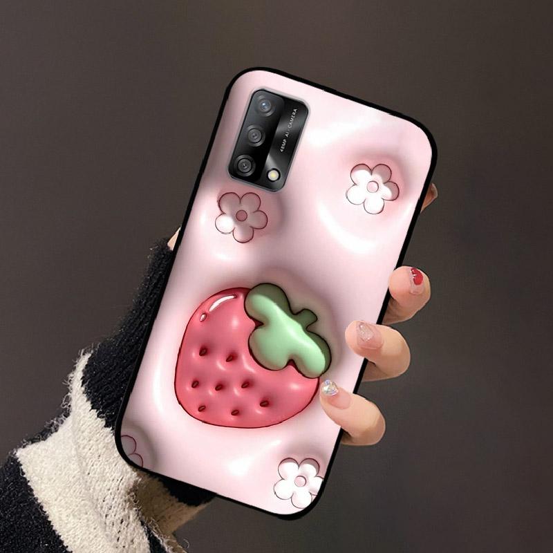 For OPPO A74 4G Oppo F19 Case Luxury Flower Black Soft Silicone Phone Case For OPPO A74 4G Back Cover F19 Coque Cartoon Bumper