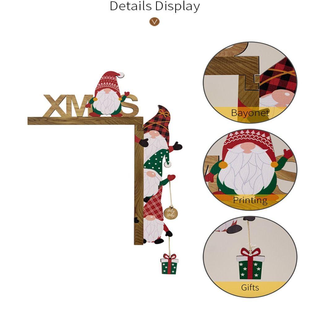 2pcs Modern Door Frame Pendant Wooden Door Sign DIY Christmas Door Corner Frame  Gift