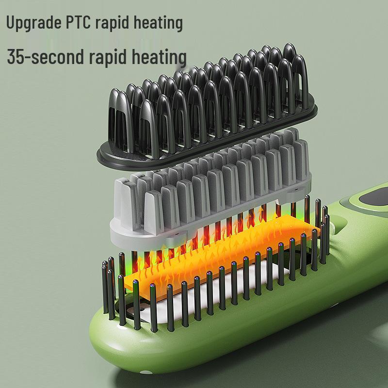 Cross-border Mini LCD Hair Straightening & Curling Comb - Dual-Use Negative Ion Splint for Damage-Free Styling