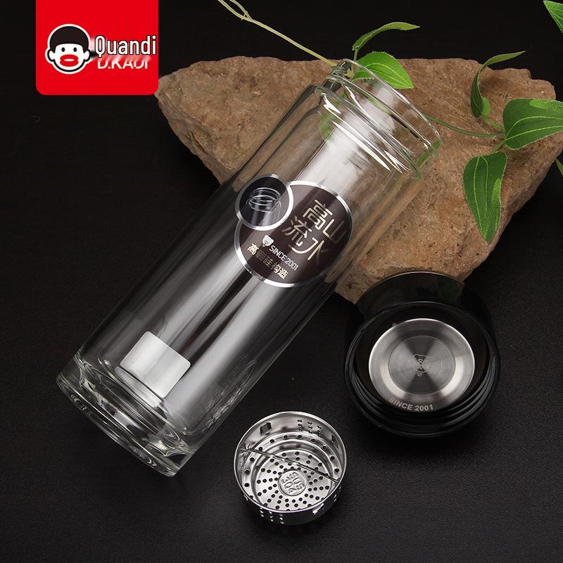 Double-Layer High-Temperature Resistant Crystal Glass Tea Cup with Lid, Ideal for Brewing & Gifting