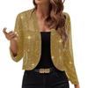 Women's Mesh 3/4 Sleeve Open Front Sequin Bolero Glitter Cropped Cardigan Jacket Cocktail Party Shrug Short Coats Sea Blue XXL New Arrival