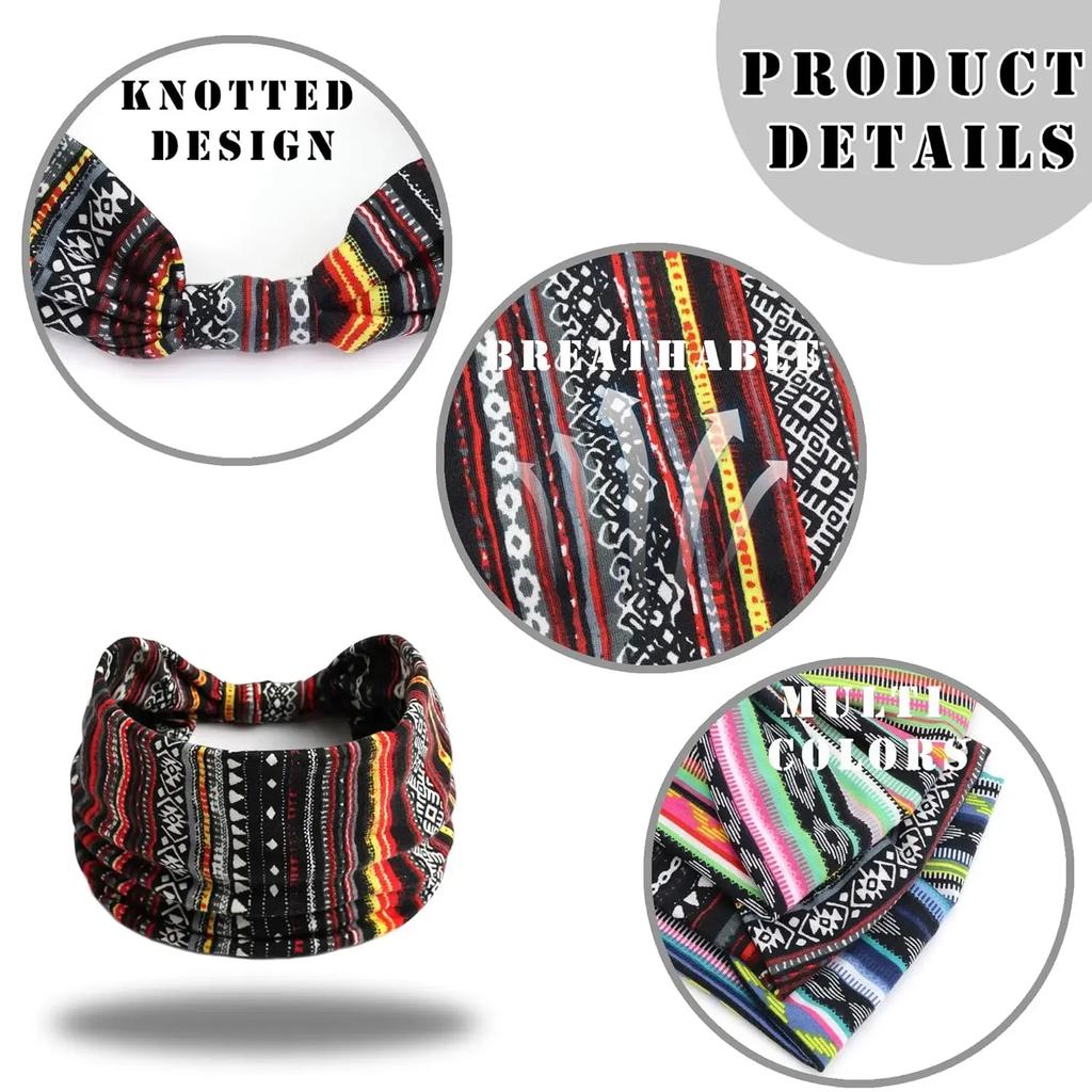 Boho Knot Turbans Yoga Elastic Head Wrap Women Headband Wide Hairbands Headwear Floral Bandanas Fashion Hair Band Accessories