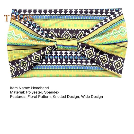 Women Elastic Headband Wide Design Floral Pattern Knotted Hair Band Non Slip Sweat Headband Yoga Running Sport Hair Accessories