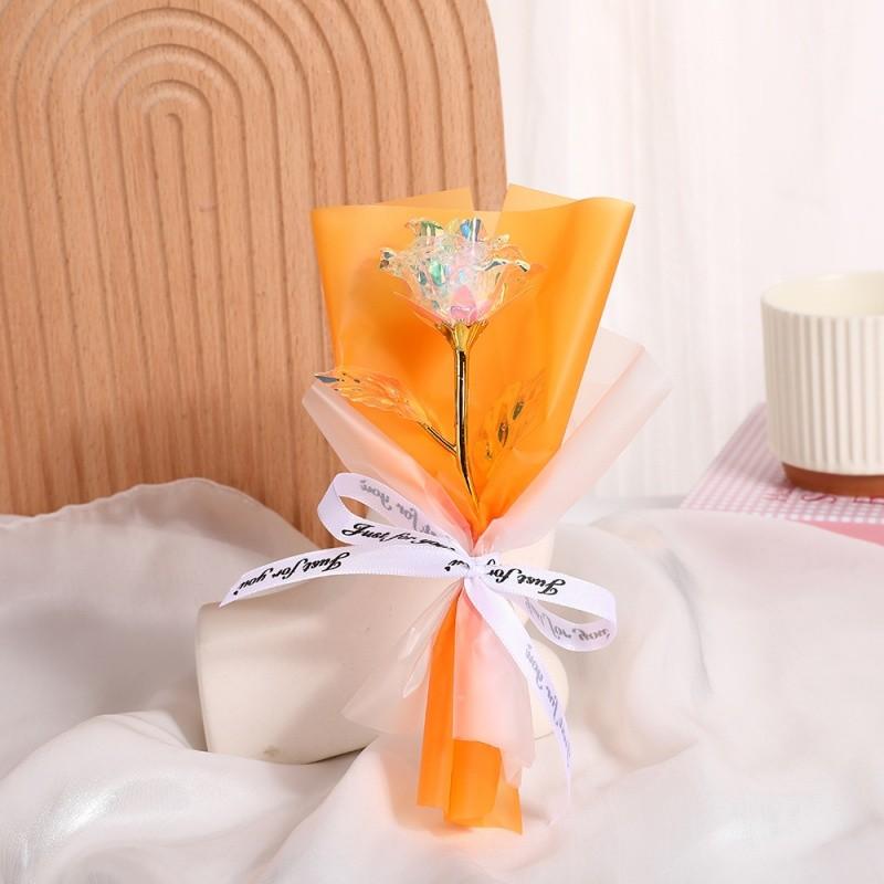 Kreatywny Złoty Kwiat z Folii Mały Kwiat Symulacyjny Pojedynczy Wieczny Kwiat Prezent na Imprezę Walentynki dla Urodzin Dziewczyny