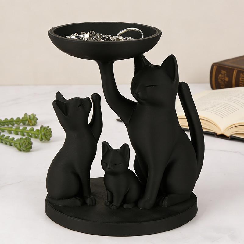 Black Cat Jewelry Tray, Desktop Jewelry Storage Tray, Decorative Items For Home Desktop Decoration & Storage Makeup Storage