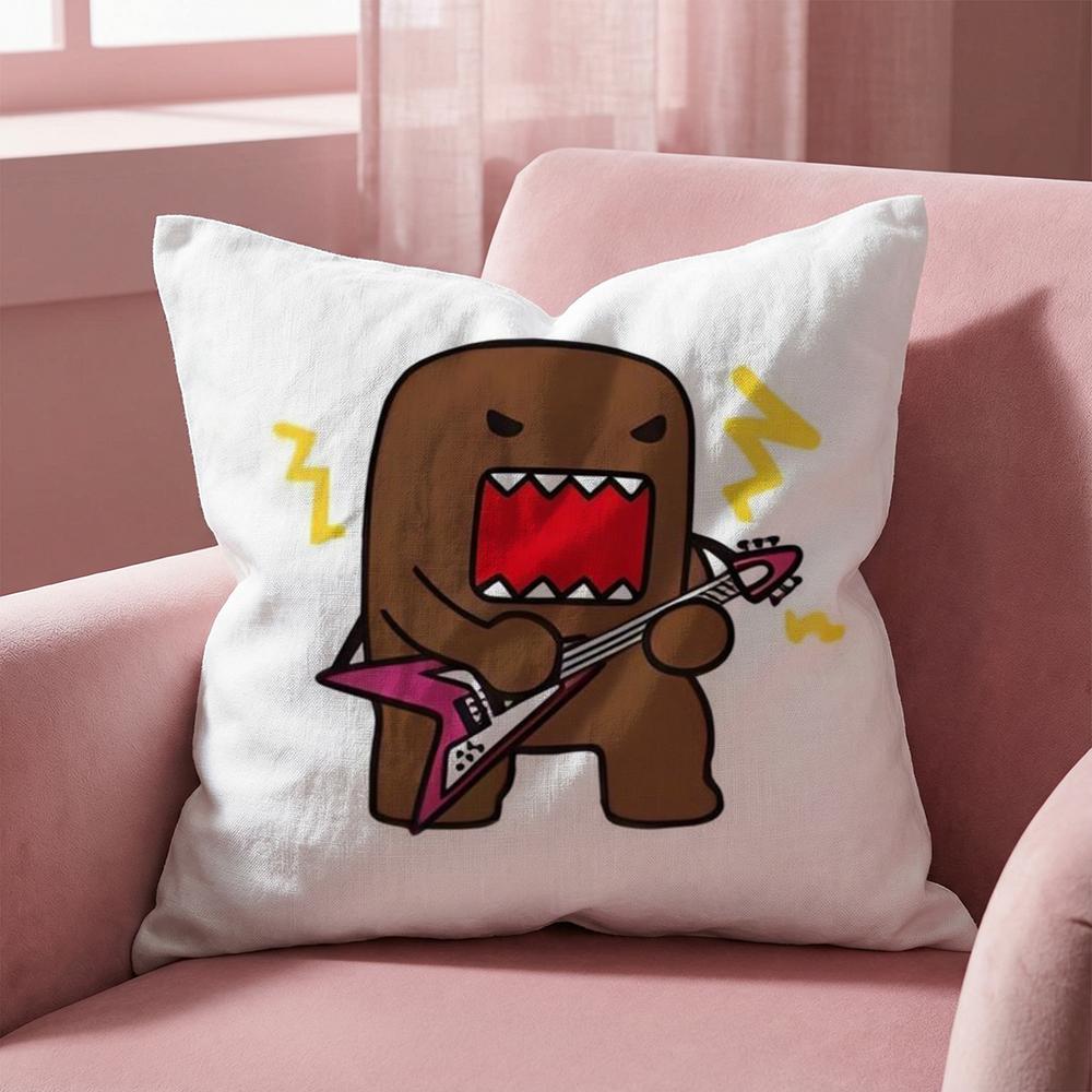 Cartoon Funny Domo-kun Cushion Cover Multi-Scene Pillow Cover for Home & Car - Reversible, Soft & Durable for Daily Use