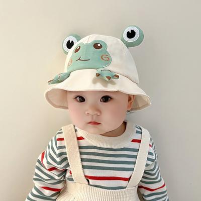 Sweet Korean Style Cartoon Frog Bucket Hat Breathable Mesh Baby Sun Protection Hat Streetwear Cotton Children Fishman Hat Spring