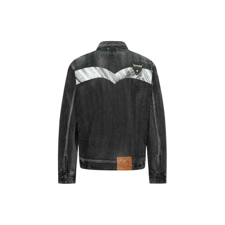 Evisu SS24 Multi-Embroidered Denim Jacket Men Jackets Black 2ESHTM4DJ8003RXDP