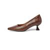 Krazing Pot Cow Skin Square Toe Stiletto Med Heels Summer Shoes Big Size 41 Concise Style Women Shallow Pumps