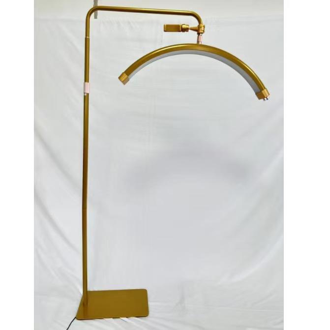 16" 20W LED Half-Moon Beauty Floor Lamp for Bedside, Tattooing, Manicure, Eyebrow, and Eyelash with Eye Protection U-Shaped Fill Light.