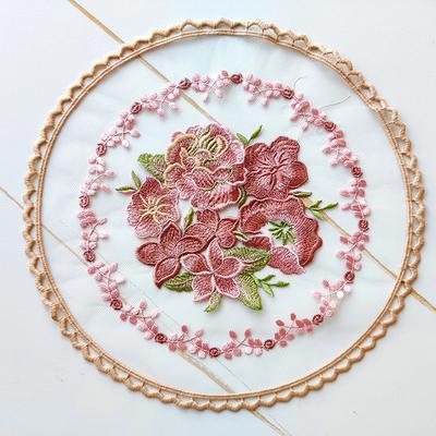 1 Stück, Vintage französische Spitzen-Tischsets, Untersetzer mit floraler Stickerei, Foto-Requisiten, Dekoration für Teeparty/Hochzeitskulisse