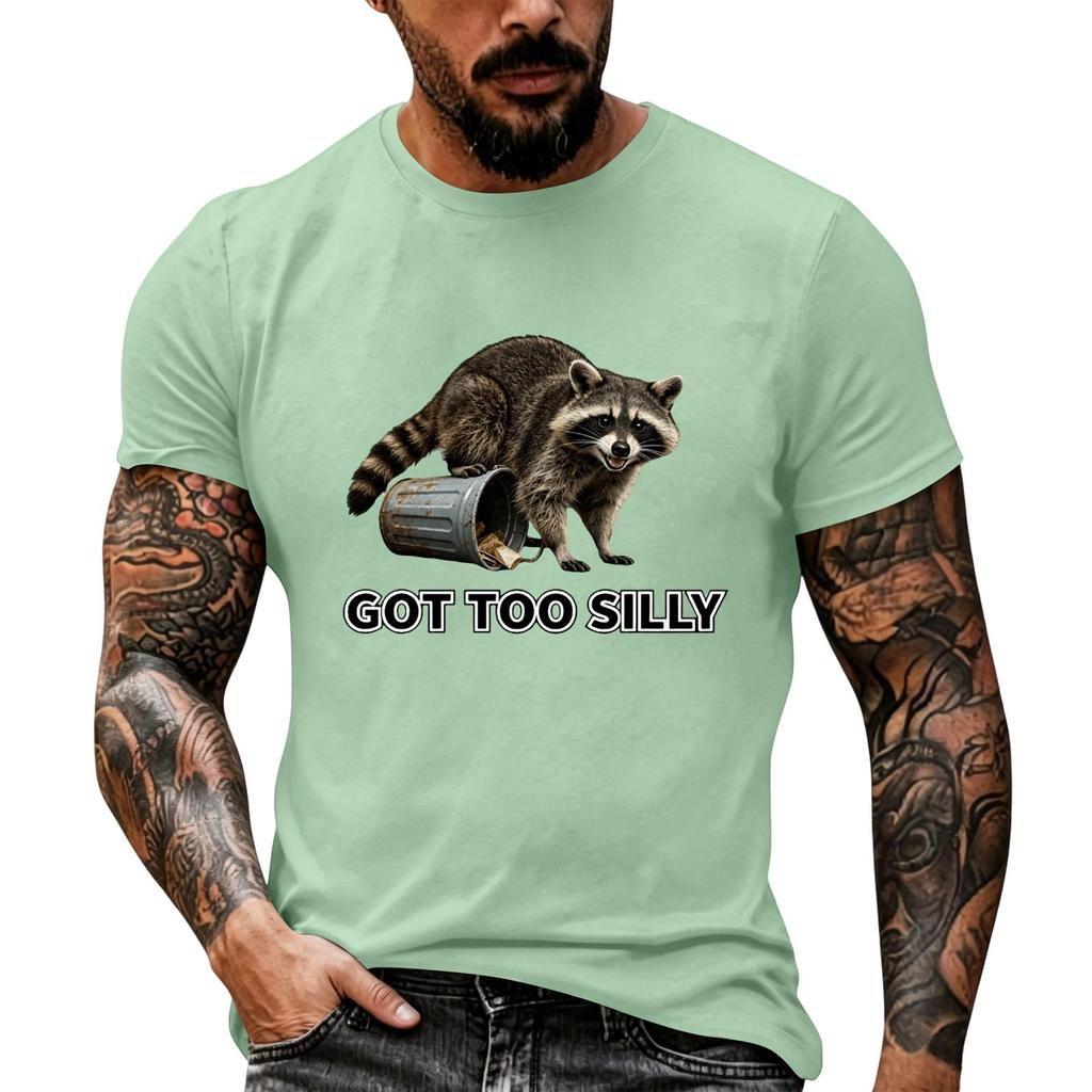 Men's Funny Animal Saying Print Vintage T-Shirt, Loose Breathable Summer Casual Top