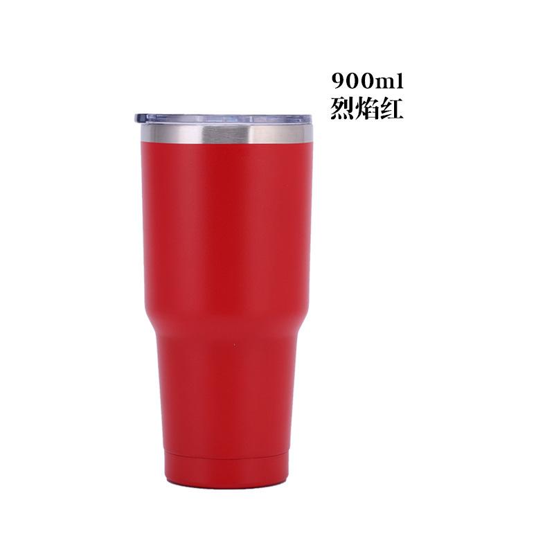 30oz 900ml Double Wall 304 Stainless Steel Car Tumbler, Vacuum Insulated Large Capacity Travel Beer Cup with Splash Lid