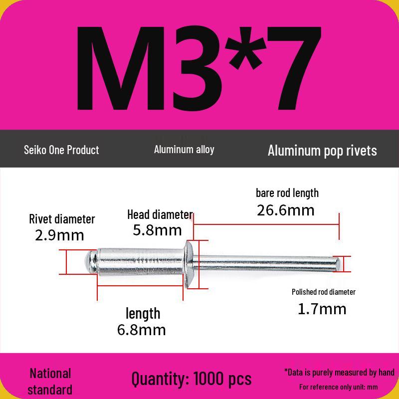Aluminum Blind Rivets & Nuts - Black Round Head, Extended Shank, M4/M5/M6