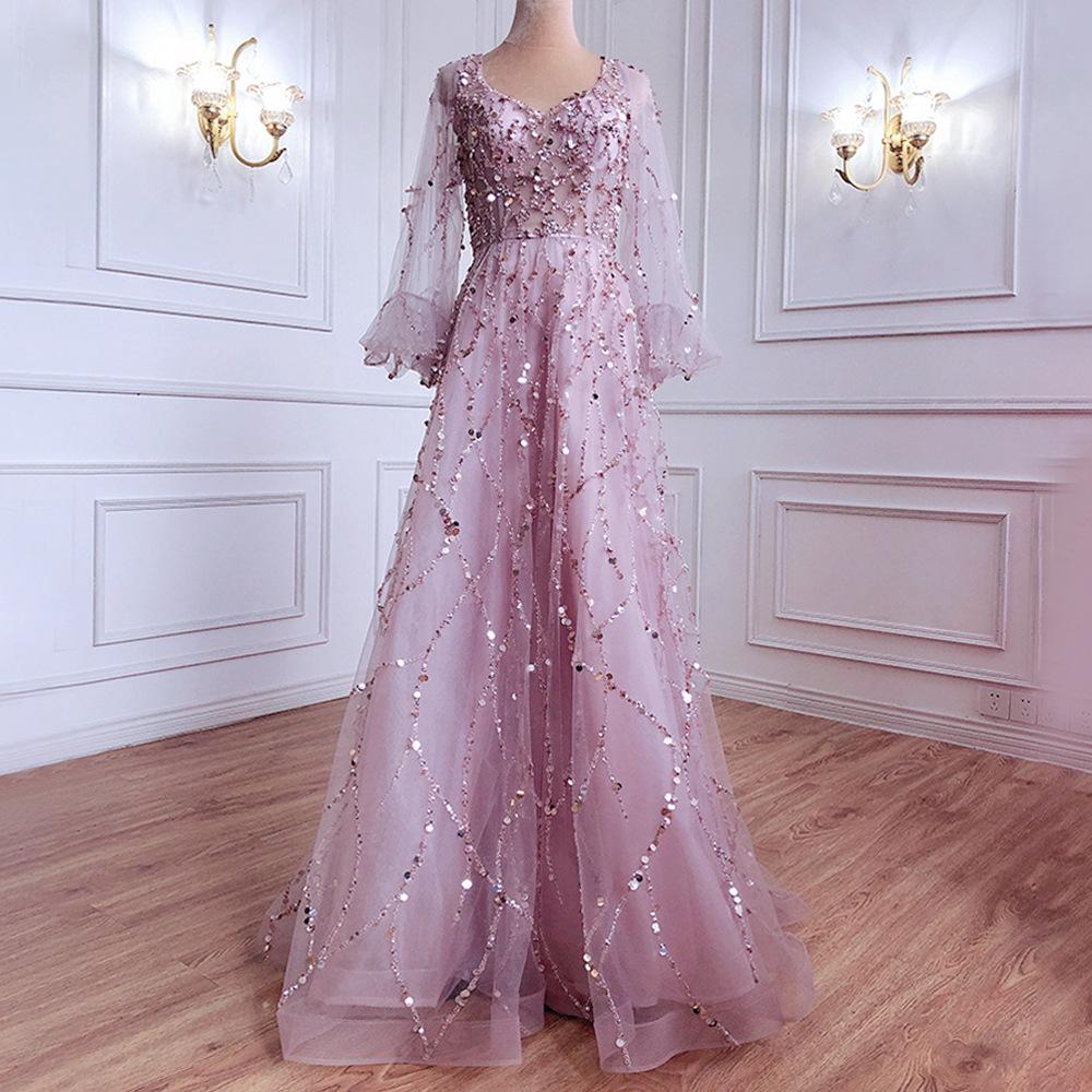 Gold Embellished Evening Gown Sexy Lady Queen Long Dress Heavy Workmanship Women's