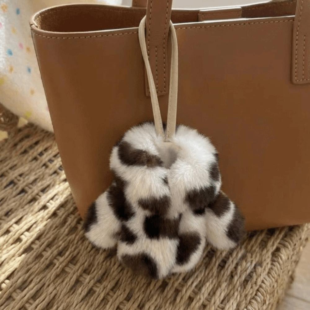 Clothing-Shaped Faux Rabbit Fur Keychain Soft Plush Bag Charm Kawaii Fluffy Pendant Key Ring Gift